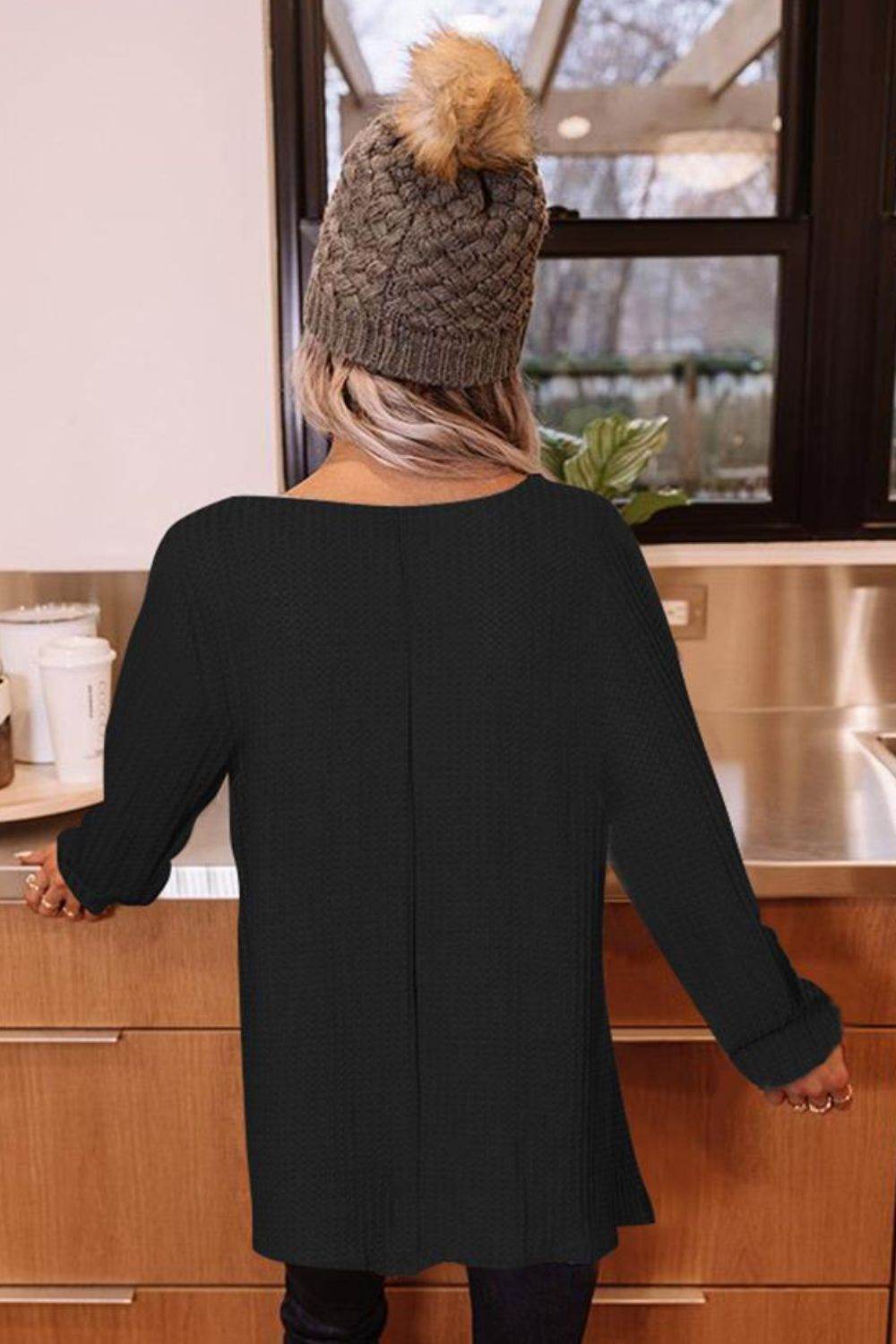 Buttoned Boat Neck Long Sleeve Blouse Trendsi bb21bef37add4c46bcceb6b7c35c2d0a-Max