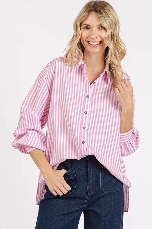 Mittoshop Button Down Striped Long Sleeve Shirt Pink Trendsi bb462464-5611-4873-be9a-779a452615a3-Max