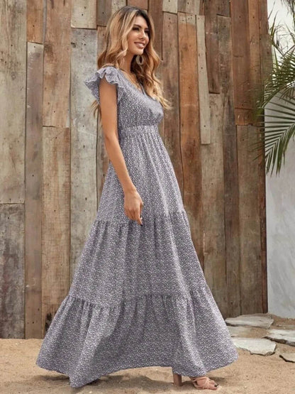 Printed V-Neck Ruffled Cap Sleeve Maxi Dress Trendsi bb606c28-3ec7-4345-8257-ceb82541e016-Max-Origin