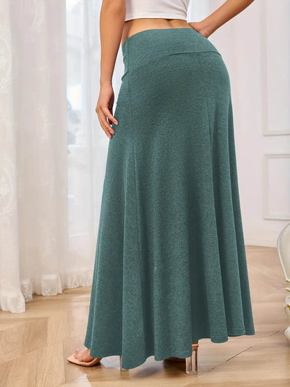 Solid Elastic Waist Maxi Skirt Trendsi bbac6816-6fc8-441b-9a39-423f570023d5-Max