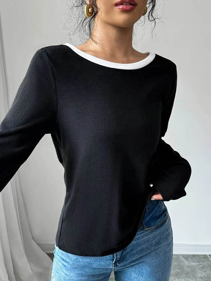Long Sleeve Bow Tie Back T-Shirt Trendsi bbcd3aaa42d74d0d9d11b7234102d716-Max-Origin