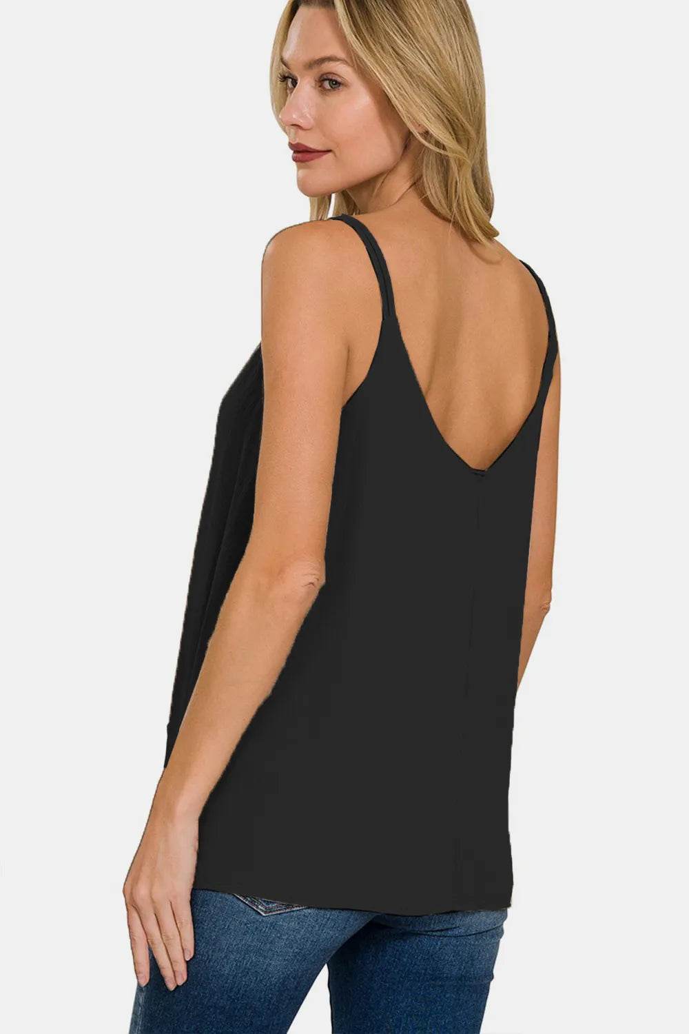 Zenana Woven Double Spaghetti Strap V-Neck Cami Trendsi bc331e1f-b7ab-4395-821c-31d19c69aae8-Max
