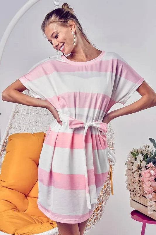 BiBi Tie Front Striped Short Sleeve Dress Trendsi bc5a4d12-5719-49a7-9b31-86dbe3a1e6a5-Max-Origin