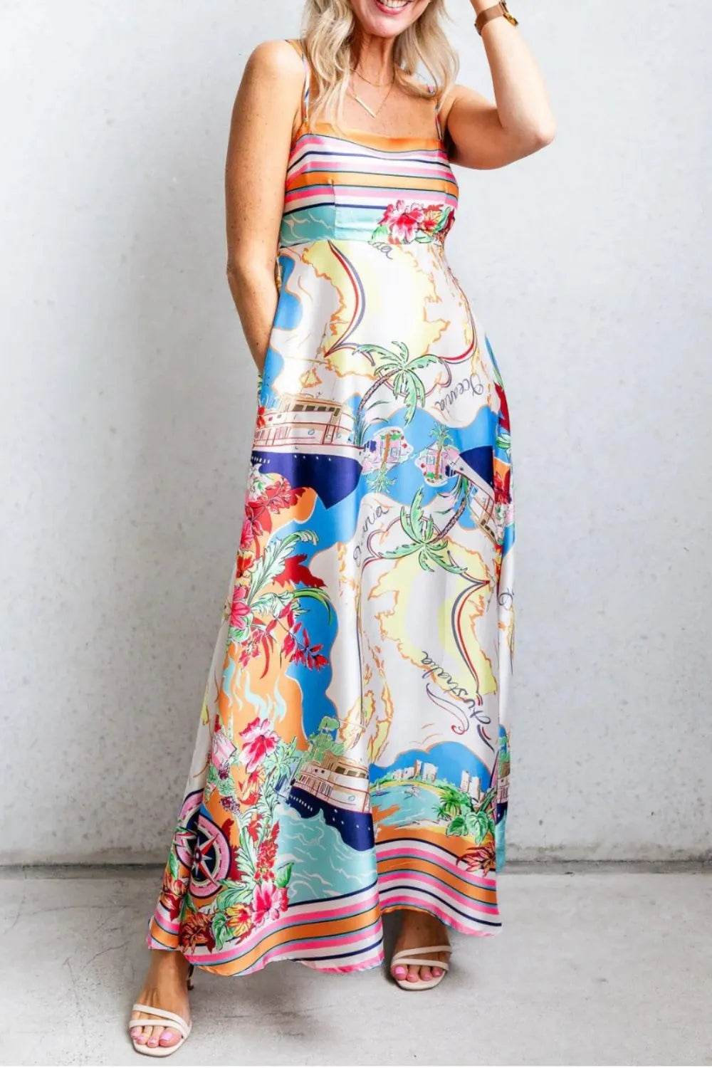 Smocked Back Printed Square Neck Maxi Cami Dress with Pockets Multicolor Trendsi bc736ebb-bd19-4b95-9317-052ceaa07e12-Max-Origin