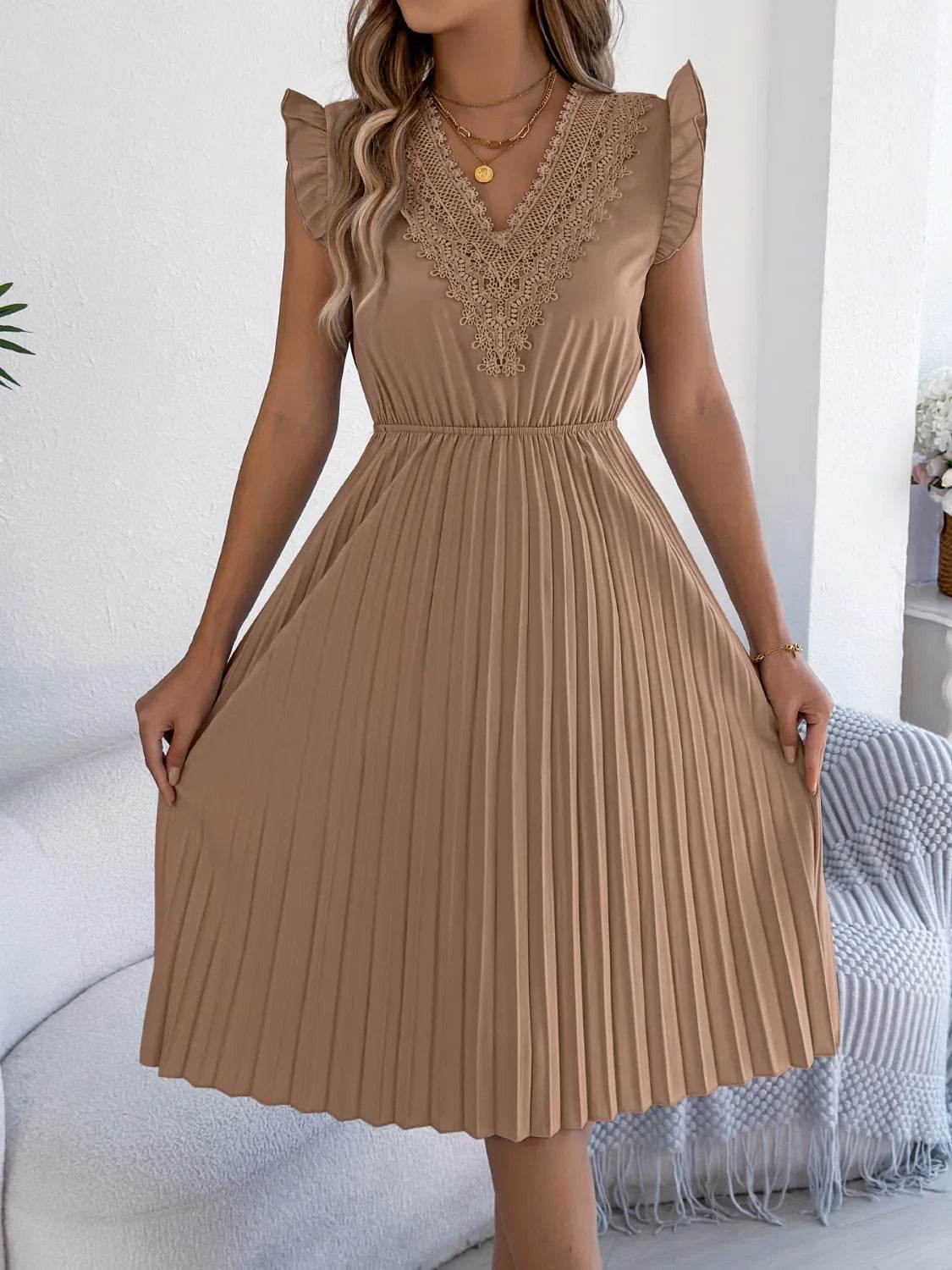 Lace Detail Ruffled Cap Sleeve Pleated Dress Trendsi bcbf8d0f-5b4c-4ad4-9349-9724cd7fc562-Max-Origin