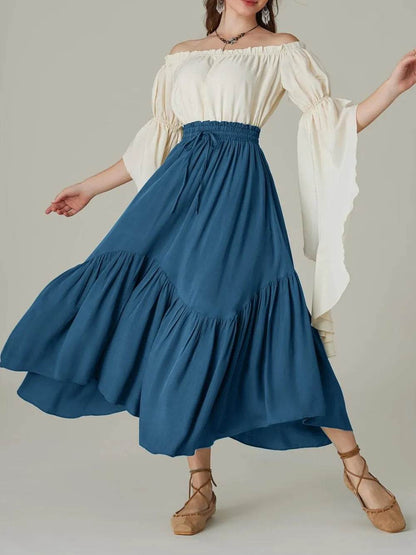 Smocked Waist Band Ruched Layered Skirt Deep Teal Trendsi bcdf5f44-ea2b-462b-a1d5-cd209c24ebba-Max