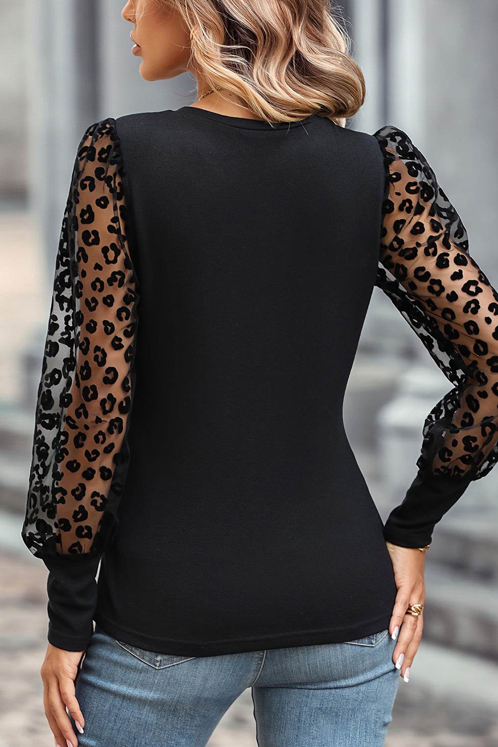 Round Neck Lantern Sleeve Blouse Trendsi bce44afa339841fd9b51d4d7a0766113-Max