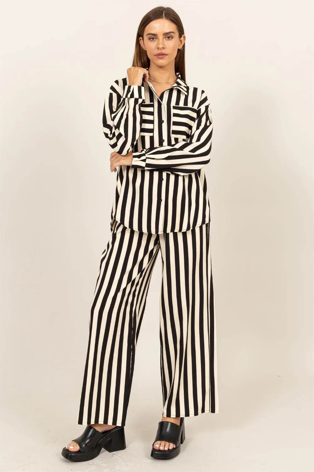 HYFVE Striped Button Up Shirt and Pants Set Black Trendsi bceed6f4-7cda-4203-acd0-b09666dfb97c-Max