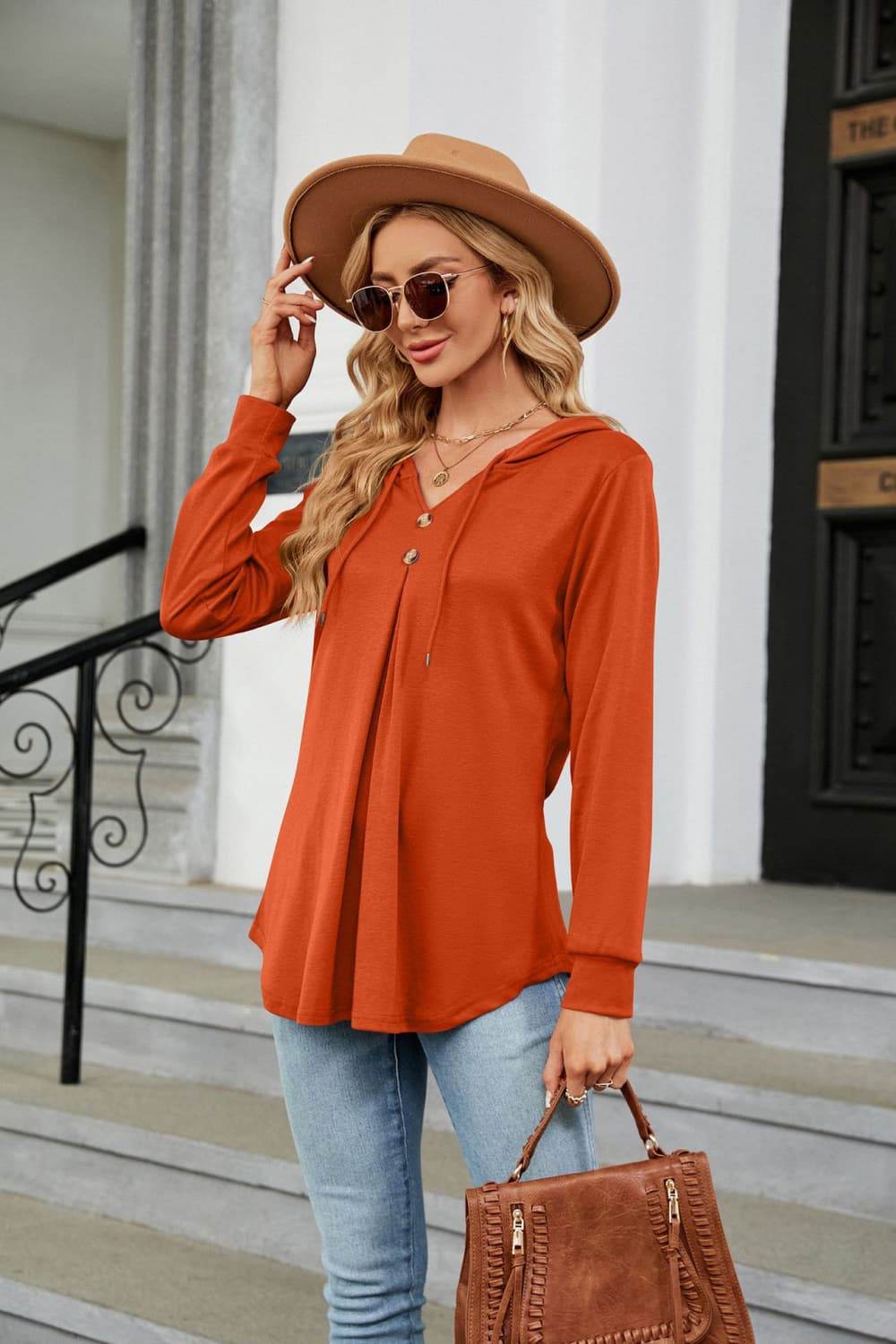 Long Sleeve Hooded Blouse Trendsi bd037c7c4f7047cd9efa3b1d4a743448-Max
