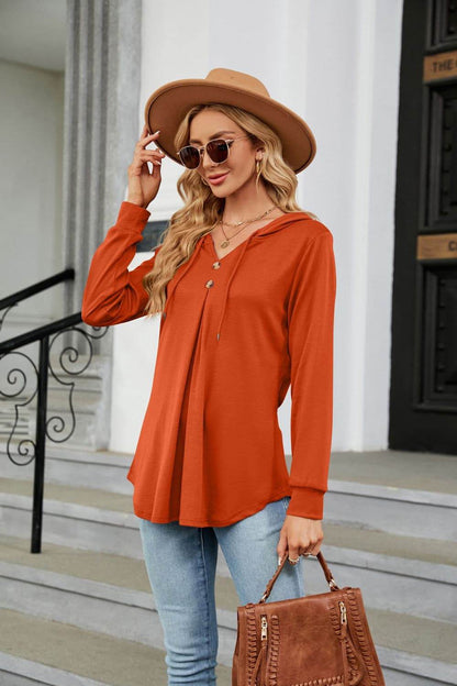 Long Sleeve Hooded Blouse Trendsi bd037c7c4f7047cd9efa3b1d4a743448-Max