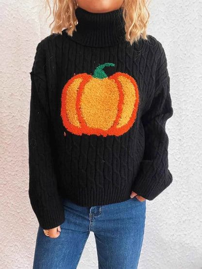 Pumpkin Turtleneck Long Sleeve Sweater Black One Size Trendsi bd04f28e173d4ce99f166e0e68155d2c-Max-Origin