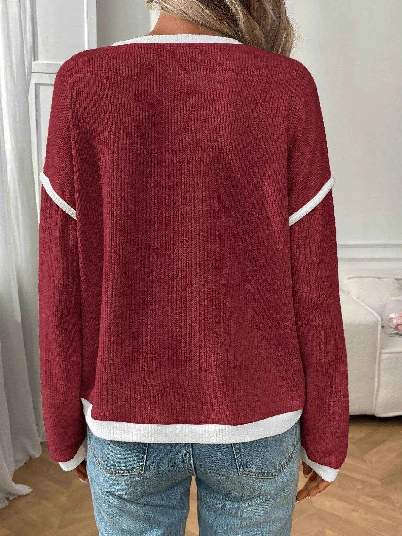 Ribbed Contrast Trim Long Sleeve Top Trendsi bd318a5e-6d18-40b2-b480-0ff2ec44d3c0-Max-Origin