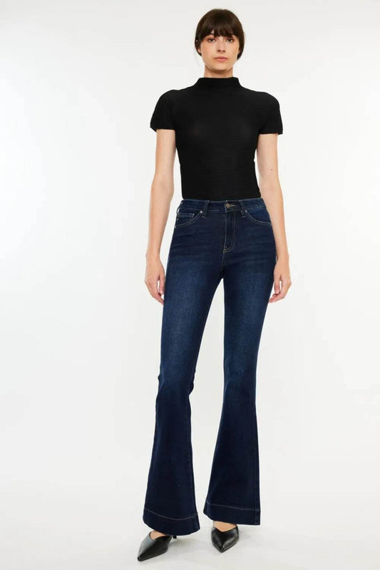 Kancan High Rise Slim Flare Jeans Dark Trendsi bd41ebed-b6f8-4a43-9174-7083b39353ab-Max