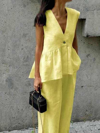 Button Down Peplum Vest and Pants Set Pastel Yellow Trendsi bd46da6f-b4b3-4da2-abec-1effae56d2e8-Max-Origin