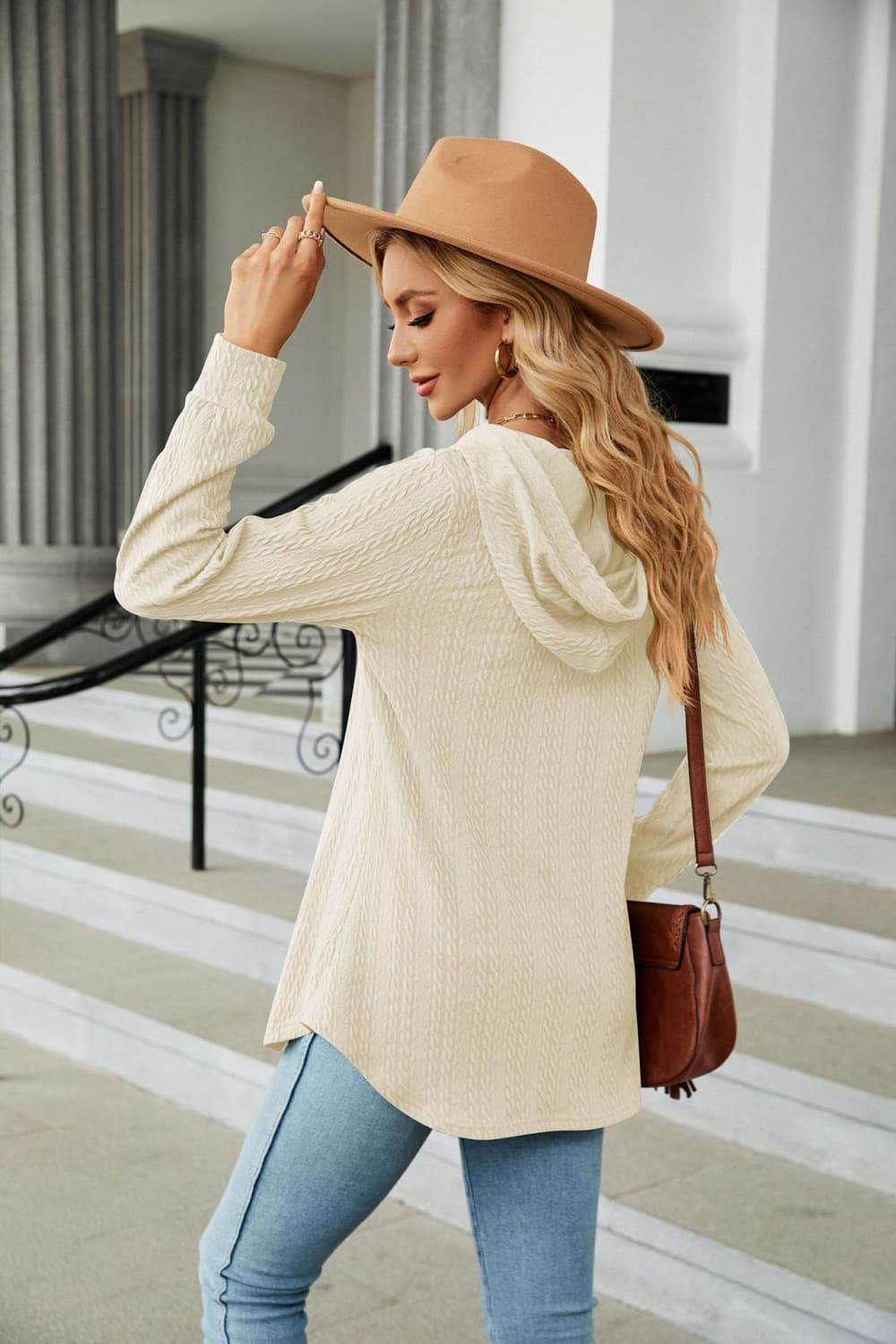 Long Sleeve Hooded Blouse Trendsi bd55a741a9454451b50a4607f5749c7d-Max