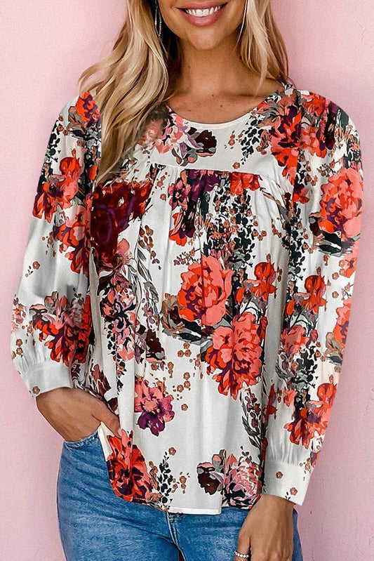 Floral Print Round Neck Long Sleeve Blouse Floral Trendsi bd883f8fff5f4d479a56ab2925035703-Max