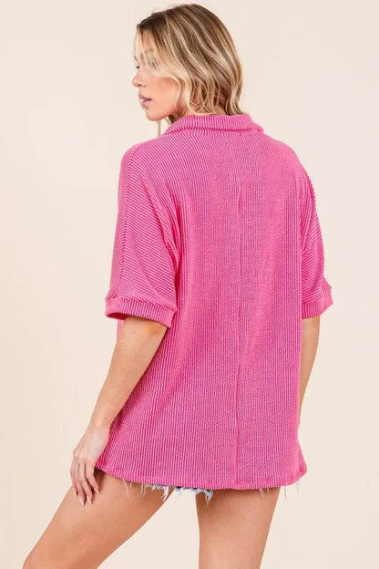BOMBOM Ribbed Collared Neck Top Trendsi bd90a7addf62448bb81845390aa454b4-Max-Origin