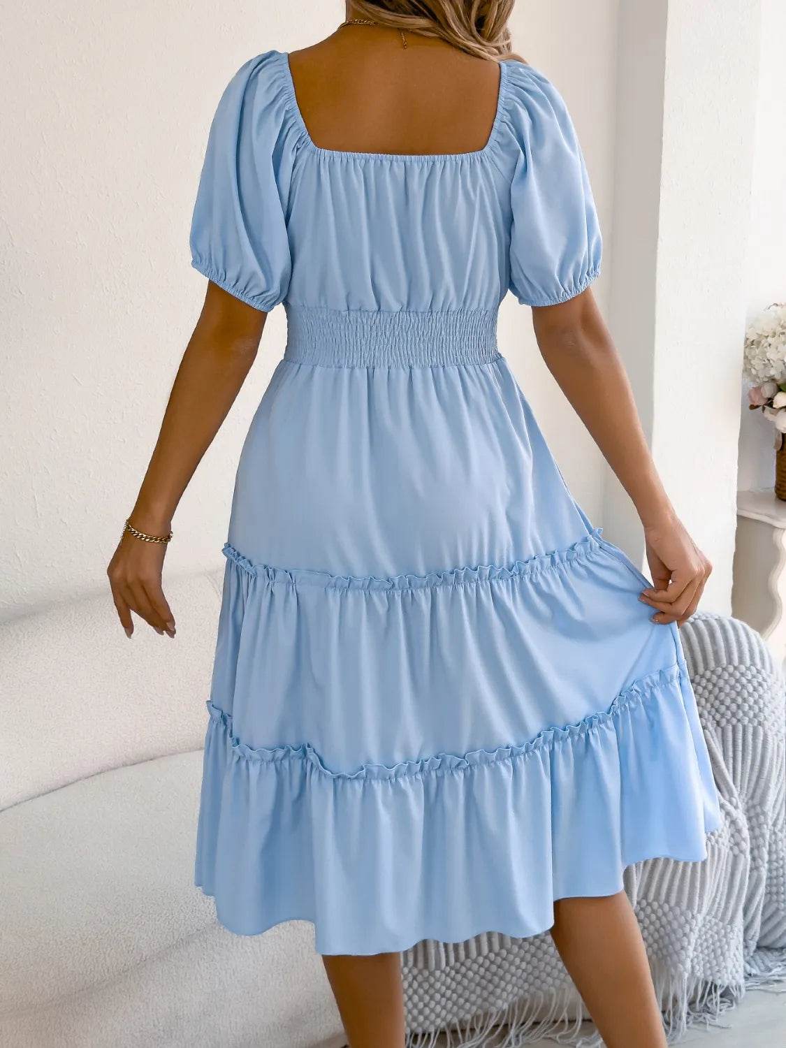 Square Neck Short Puff Sleeve Dress Trendsi bda7f79b-d356-4af9-9dc7-a0b97ec47b67-Max-Origin