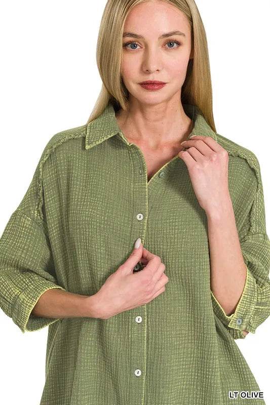 Zenana Washed Double Gauze Button Down Shirt Dress Trendsi be5079254b34432bb2bb4a9a4309fc4f-Max-Origin