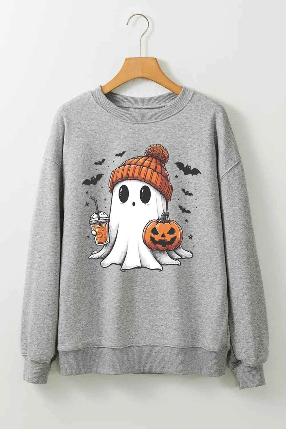 Ghost Round Neck Long Sleeve Sweatshirt Trendsi be832d47-6f16-448c-acbf-6bea0601c085-Max