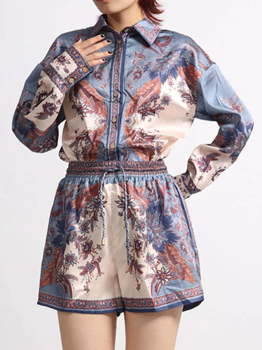 Printed Button Front Long Sleeve Shirt and Shorts Set Multicolor Trendsi bec819ae-c36d-4281-837d-f90c890b17b8-Max-Origin