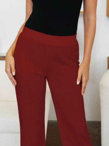 FAM-FAM Elastic Waist Bootcut Pants Trendsi bee23b99-8ab7-41cf-8526-2ff1a523604d-Max