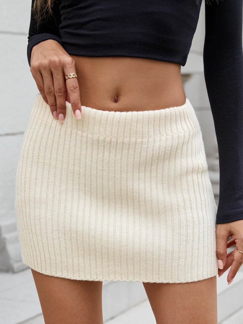Ribbed Mini Sweater Skirt Cream Trendsi bf0b7a8f-68a9-4d0b-a45a-7d4375432ebb-Max
