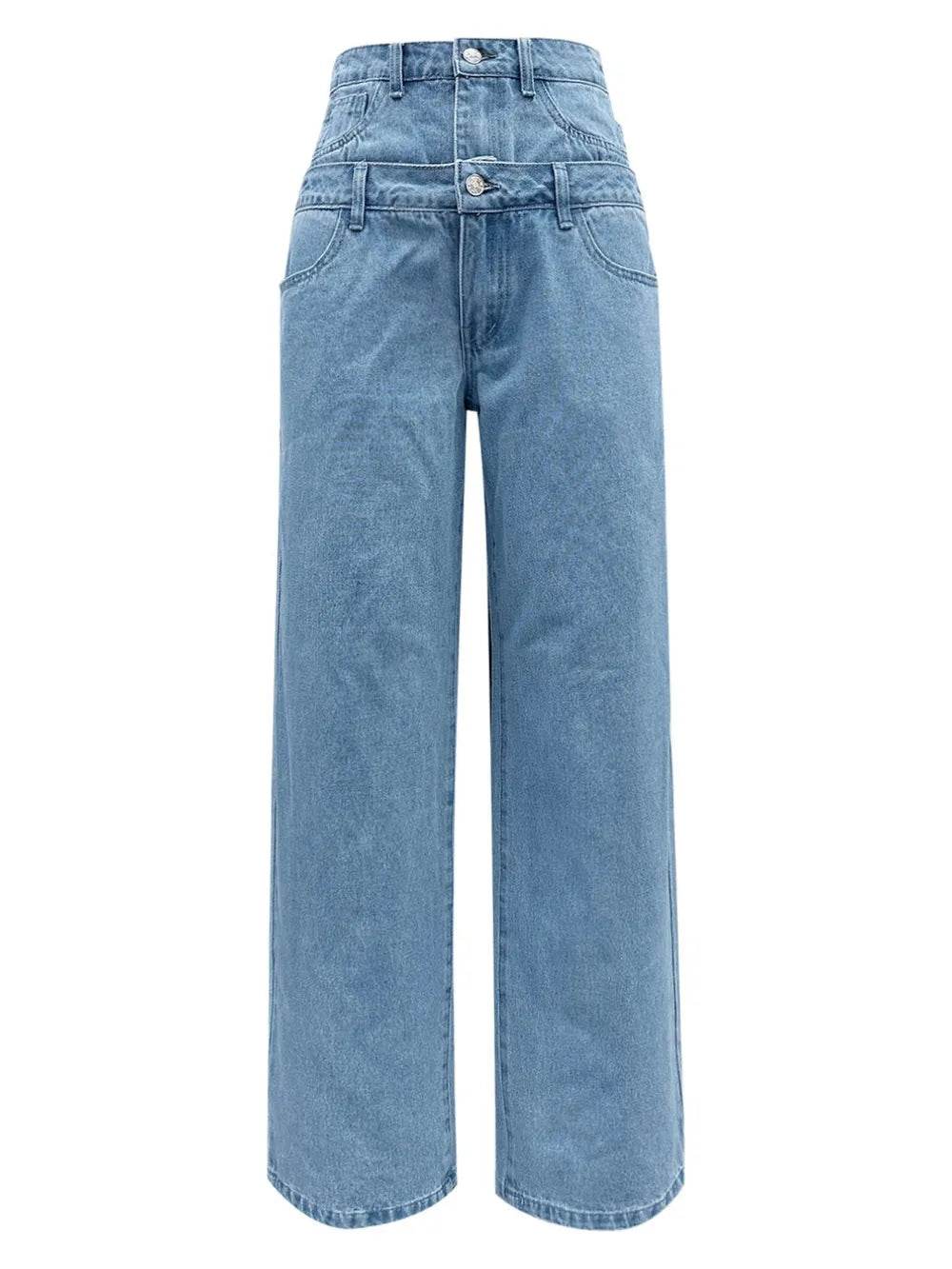 Faux Layered High Waist Jeans Trendsi bf358693-81a2-4050-a3be-44808a45c233-Max