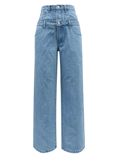 Faux Layered High Waist Jeans Trendsi bf358693-81a2-4050-a3be-44808a45c233-Max