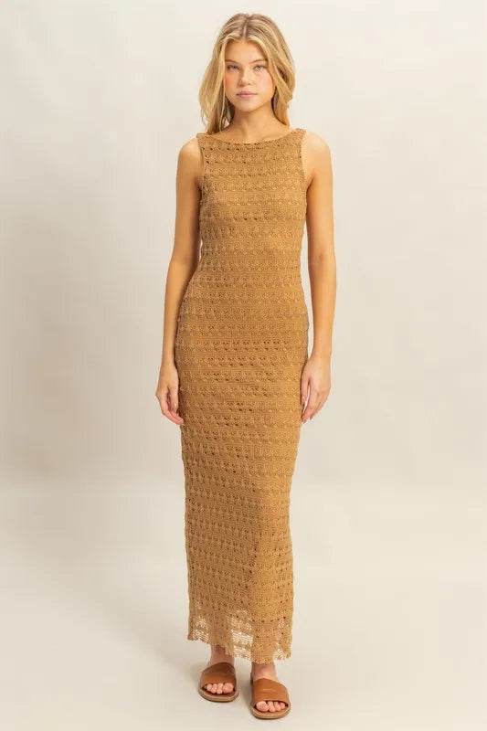 HYFVE Sleeveless Crochet Open Back Maxi Dress L.BROWN Trendsi bf4a5993245e46e0bbad69c3eb8358f1-Max-Origin