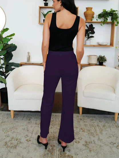 FAM-FAM Elastic Waist Bootcut Pants Trendsi bf644a44-248d-4630-b978-65cf8a4ab666-Max