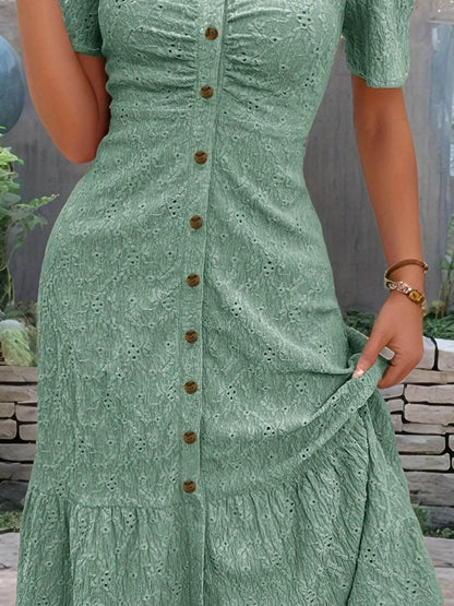 Eyelet Button Front V-Neck Midi Dress Trendsi bf7e918e-6dcc-45a2-9c31-62af73cde704-Max-Origin