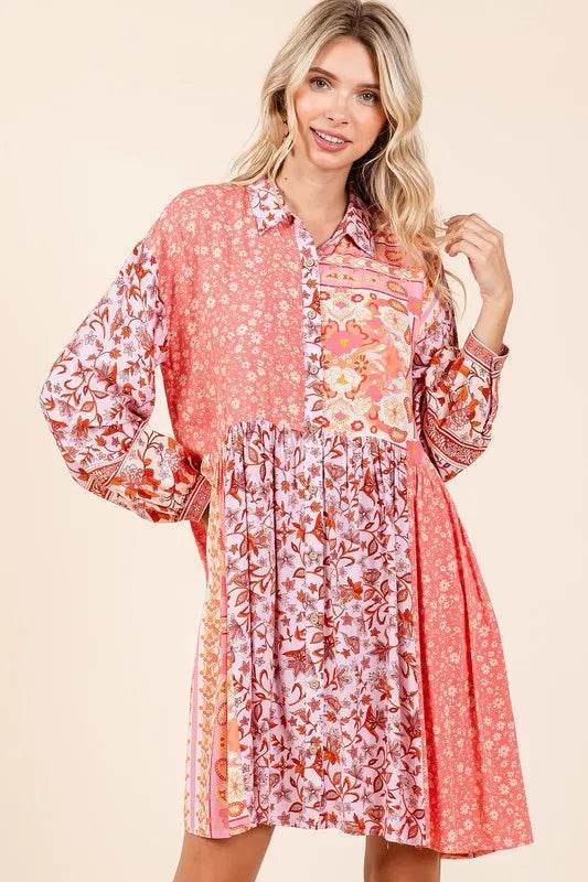 Mittoshop Floral Button Detail Long Sleeve Shirt Dress Trendsi bf8334c3-5be2-4c4a-9560-e5d23a94d90c-Max