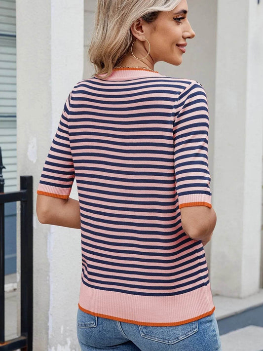 Striped Casual T-Shirt with Contrast Trim Trendsi bfa70fccd11f40348d39e33519150f1d-Max-Origin