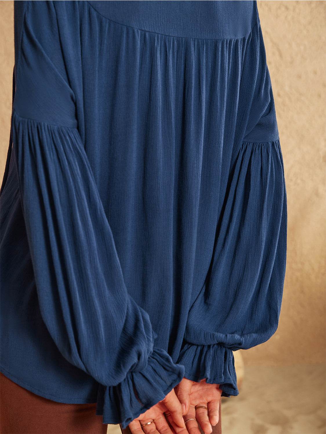 Tie Neck Long Sleeve Blouse Trendsi bfb3e3f8506848d585a978e58d3dece9-Max