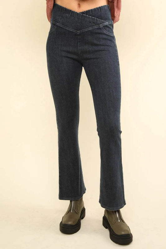 VERY J Washed Denim Stretchy Crossover Waist Leggings Black Trendsi bfbf038e-da93-4d01-94f8-7457bdcc12d1-Max