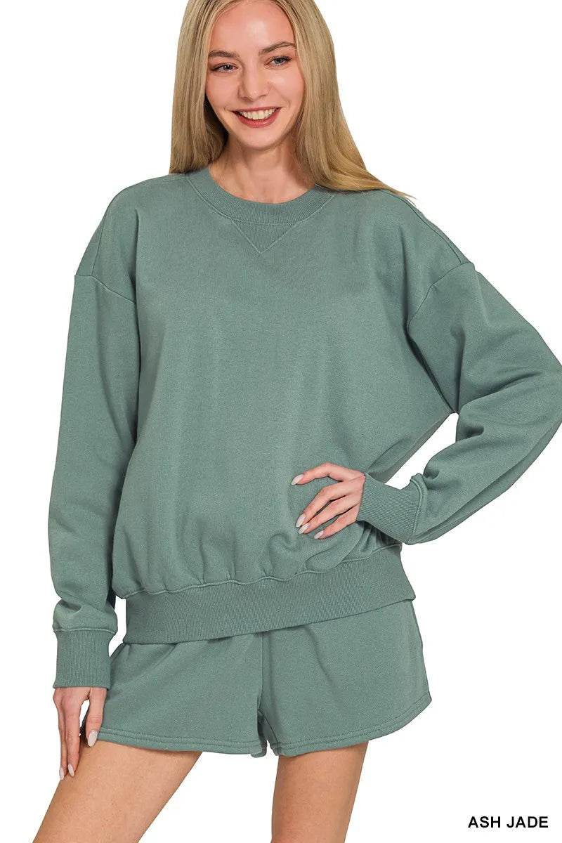 Zenana Fleece Long Sleeve Sweatshirts & Shorts Set ASH JADE Trendsi bfc24e6989264e5f88b111bfdf55aad8-Max-Origin