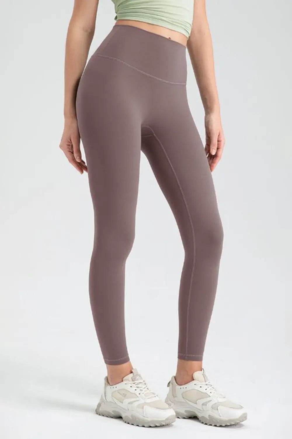 Wide Waistband High Waist Sport Leggings Taupe Trendsi bfe5c9276bf4461d8524754db5f9a052-Max