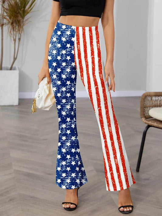FAM-FAM Star & Stripes High Waist Bootcut Pants Royal Blue Trendsi bfff079c-6a1d-4a02-b40d-515cdb375d98-Max