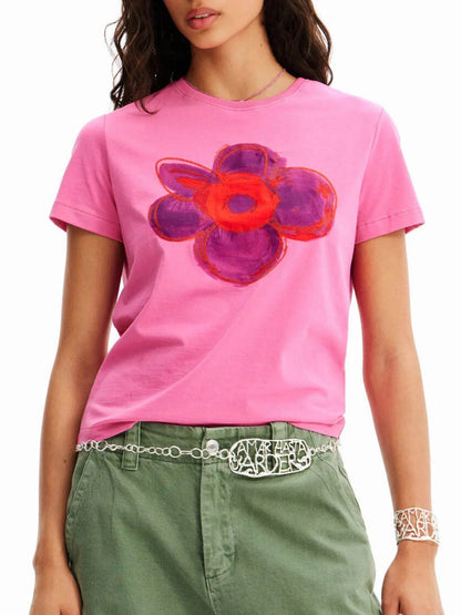 Flower Graphic Round Neck T-Shirt Pink Trendsi c016f06f5f2f4a4a80b6a1c90651581b-Max-Origin