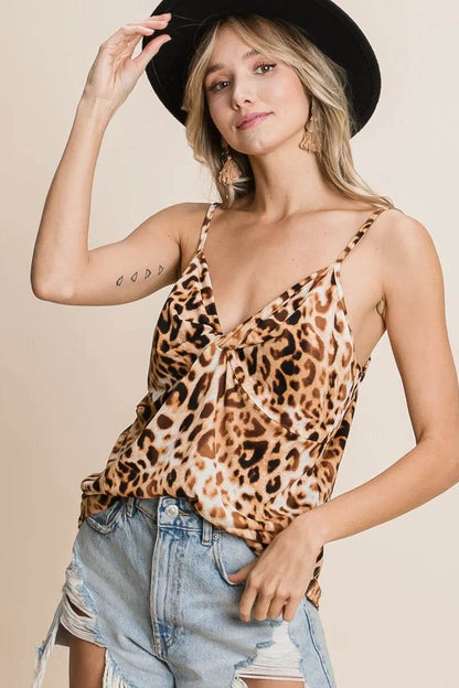 BiBi Leopard Printed Gauze Knit Twist Front Detailed Cami KHAKI Trendsi c02b3f8a4ac948fc880faed537c82340-Max-Origin