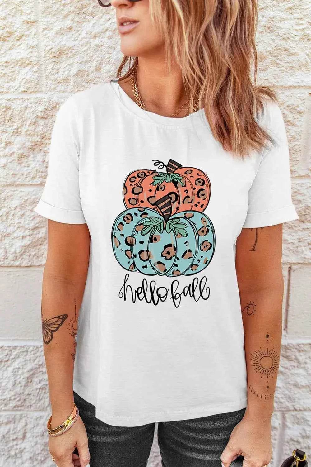 Pumpkin Graphic Short Sleeve T-Shirt Trendsi c04eee1d29be47398ef192cd8a29af9b-Max
