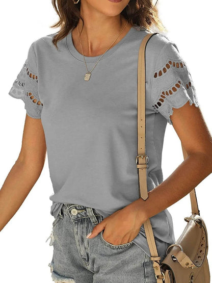 Round Neck Short Sleeve Casual T-Shirt Trendsi c0717bbd84624f1685abb56708adfcd2-Max-Origin
