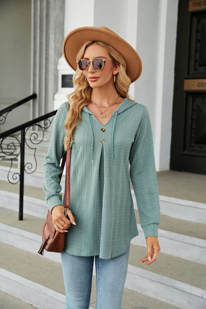 Long Sleeve Hooded Blouse Sage Trendsi c0e1e2a323c24a628085d0d8d90ac80b-Max