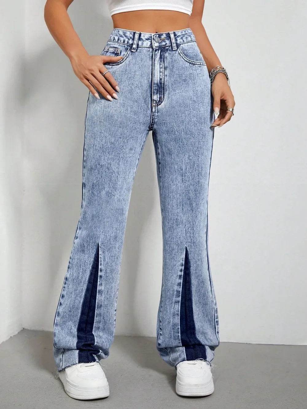 Contrast Bootcut Jeans with Pockets Trendsi c19a92ae-4292-4456-8dc8-96b882bfc41e-Max