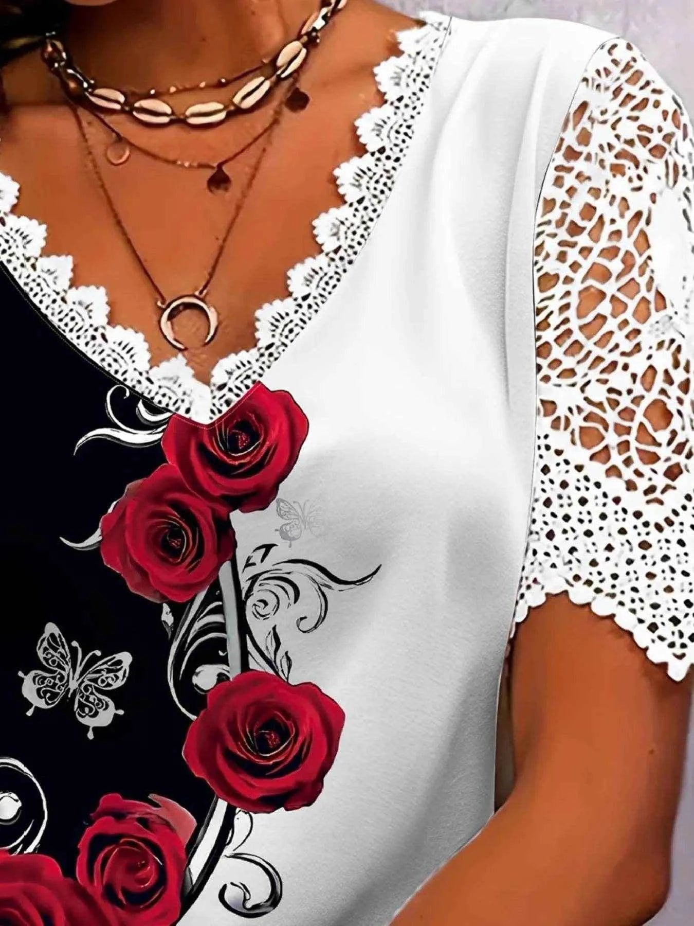Full Size Printed Lace Sleeve V-Neck T-Shirt Plus Size Trendsi c1b49321-51dd-45ac-94a0-db169e841cc2-Max-Origin