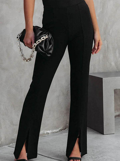 Front Slit Flare Leg Pants Black Trendsi c1d28654294947078b8f178b5e815c50-Max