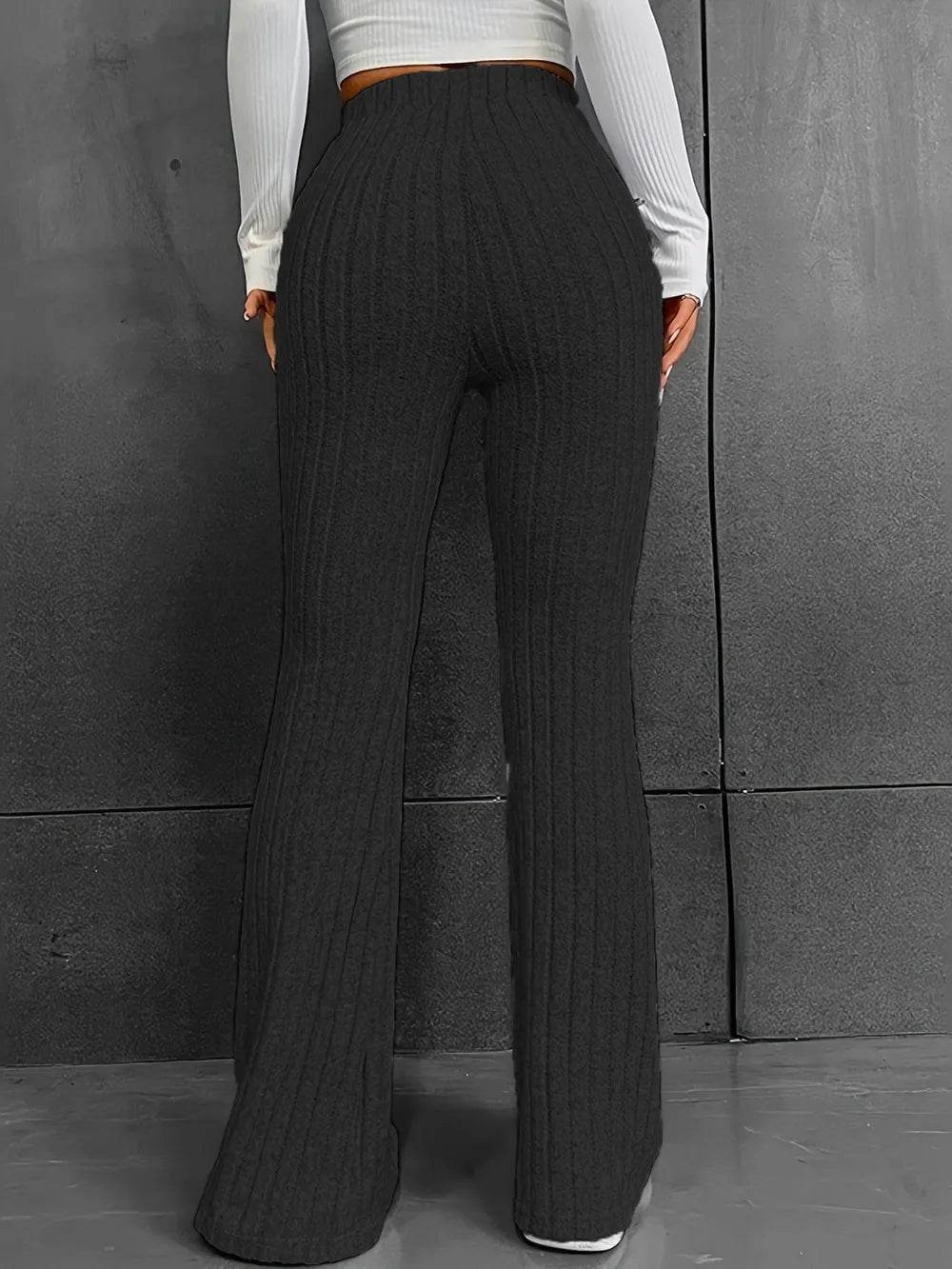 Ribbed High Waist Bootcut Pants Trendsi c1f3eec1-798d-4ecc-a9e0-86e77c7a38a8-Max