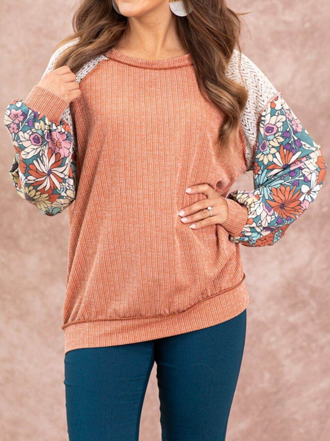 Exposed Seam Round Neck Blouse Trendsi c232aec518294d13821695d36783c1bc-Max
