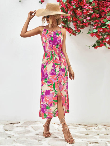 Printed Spaghetti Strap Front Slit Dress Trendsi c24cac84b0ab46d7919ce74cbdd8c6a4-Max